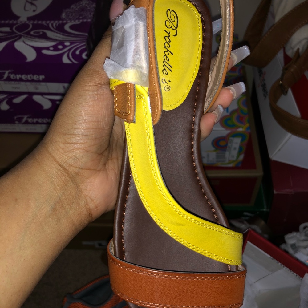 Brown & Yellow Flat Sandal